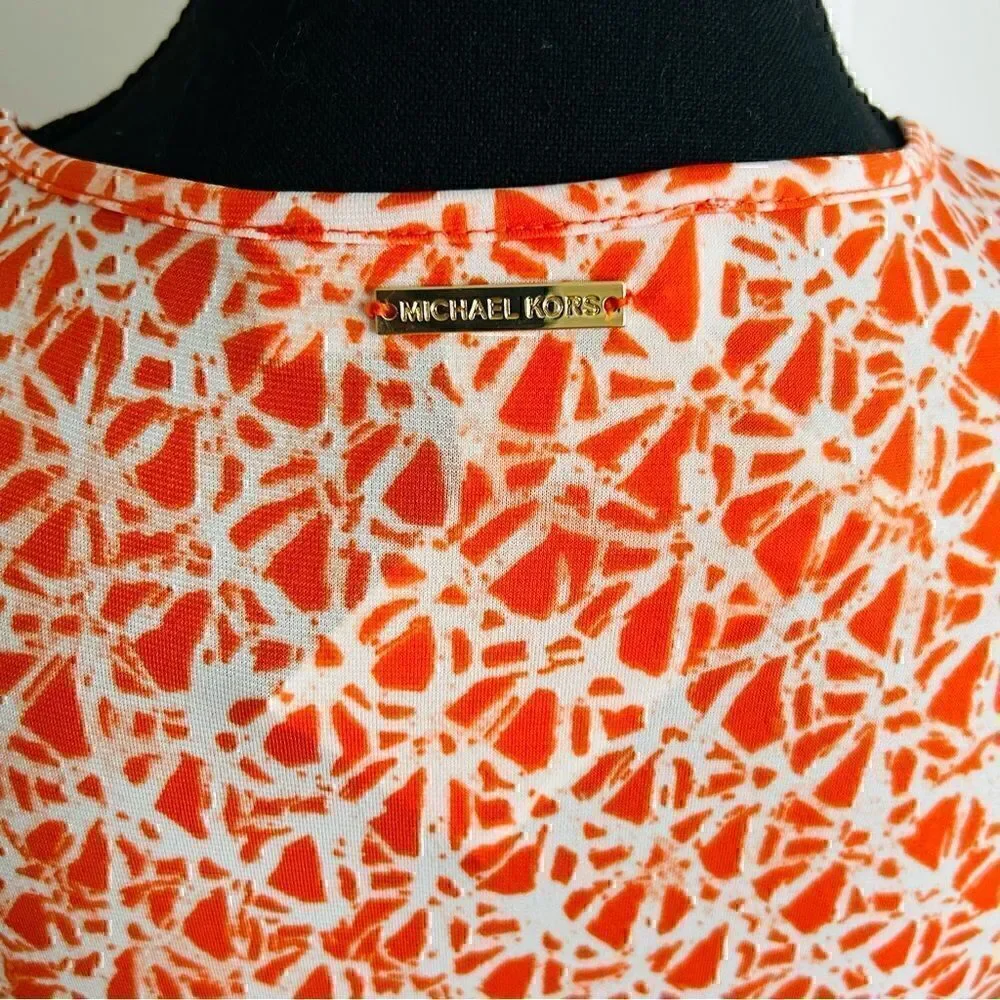 Michael Kors Orange/White Geometric Front Slit Dresss
